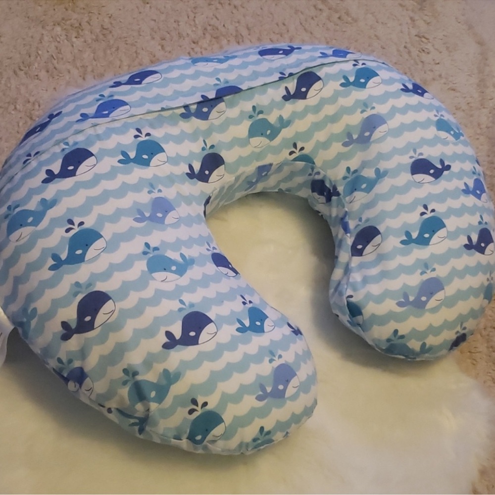 Boppy Whale Pattern Nursing Pillow - Blue and White
